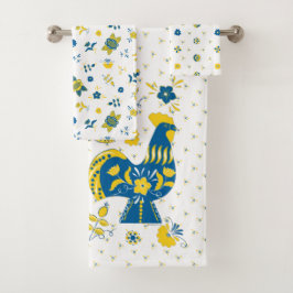 Schwedische Folk Dala Rooster Badhandtuch Set