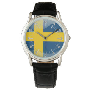 Schwedische glatte Flagge Armbanduhr