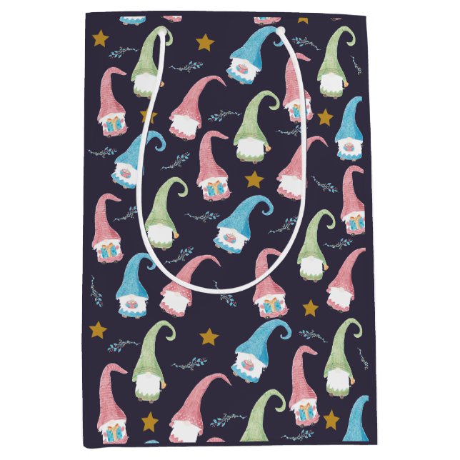 Schwedische Gnomes-Muster-Geschenk-Tasche Mittlere Geschenktüte (Vorderseite)