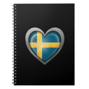 Schwedische Herz-Flagge mit Metalleffekt Notizblock