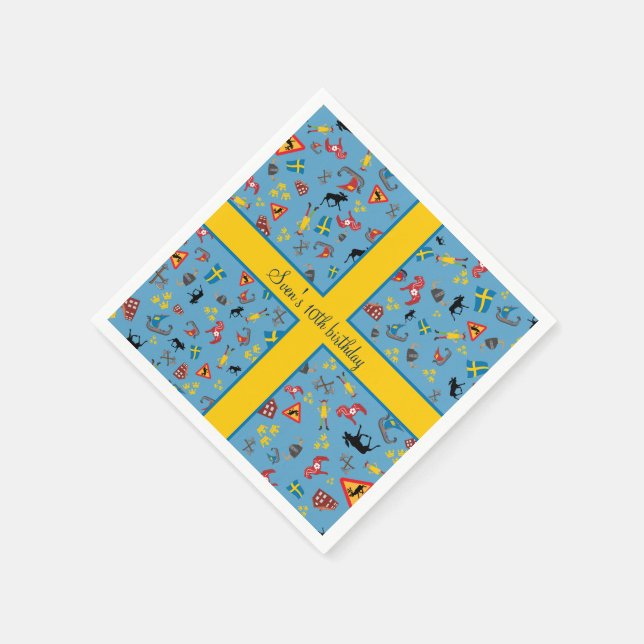 Schwedische Kulturgüter mit Flagge Serviette (Ecke)
