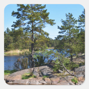 Schwedische Landkarte Quadratischer Aufkleber