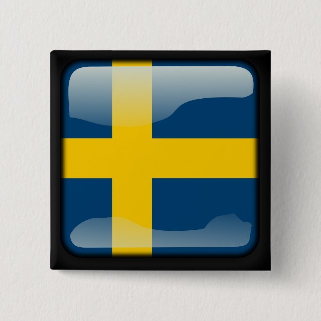Schwedische polierte Flagge Button (Vorderseite)