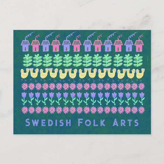 Schwedische Postkarte für Volkskunst (Vorderseite)