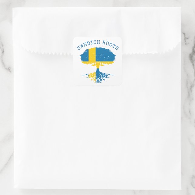 Schwedische Roots-Flagge Quadratischer Aufkleber (Tasche)