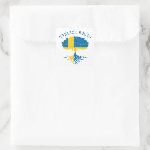 Schwedische Roots-Flagge Quadratischer Aufkleber