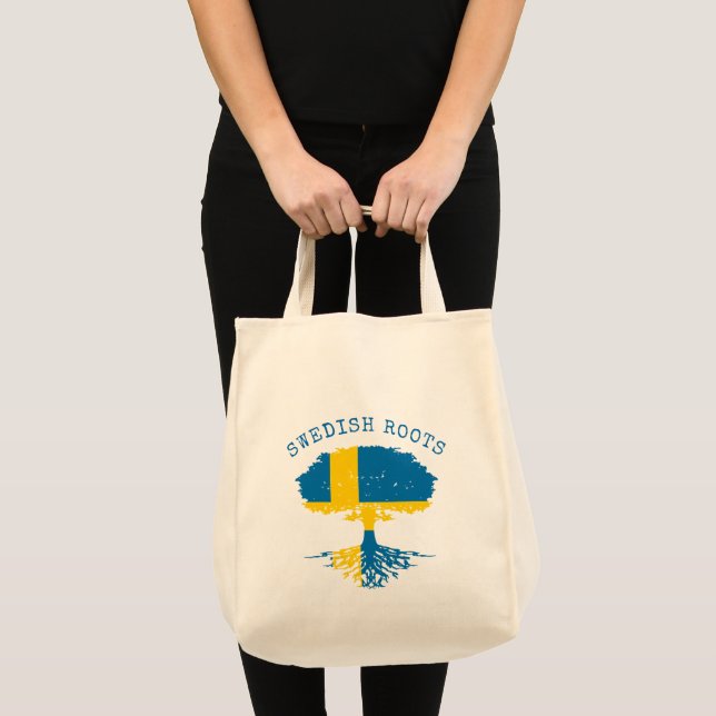 Schwedische Roots-Flagge Tragetasche (Vorderseite (Produkt))