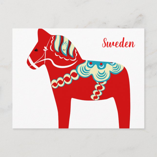 Schwedische rote Dala Pferdepostkarte Postkarte (Vorderseite)