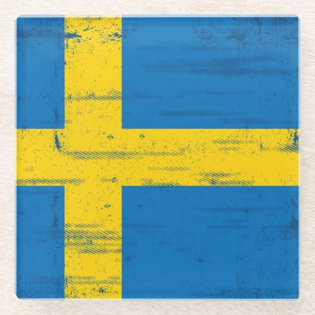 Schwedische Schmutz-Flagge Glasuntersetzer (Vorderseite)