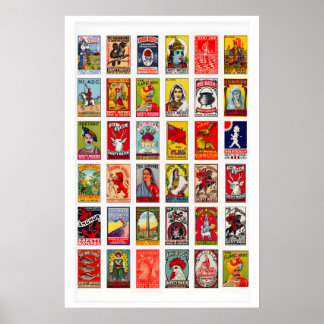 Schwedische Streichholzschachtel-Etiketten Collage Poster