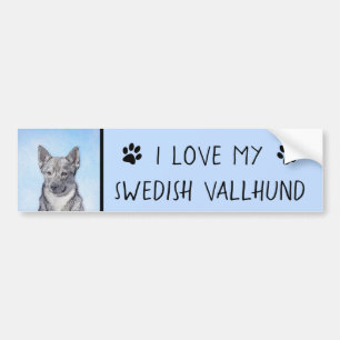 Schwedische Vallhund-Malerei - Niedliche Original  Autoaufkleber