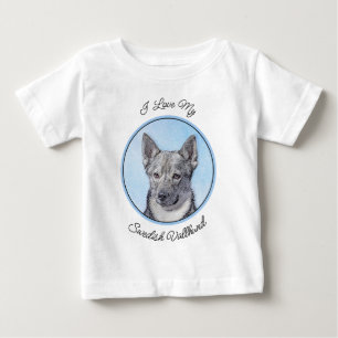 Schwedische Vallhund-Malerei - Niedliche Original Baby T-shirt