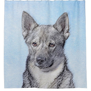 Schwedische Vallhund-Malerei - Niedliche Original Duschvorhang