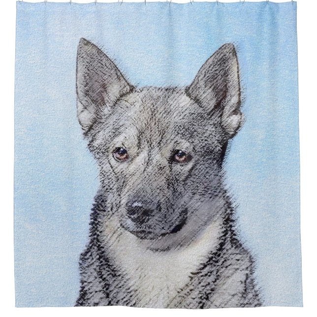 Schwedische Vallhund-Malerei - Niedliche Original  Duschvorhang (Vorderseite)