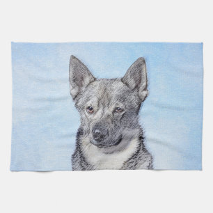 Schwedische Vallhund-Malerei - Niedliche Original Geschirrtuch