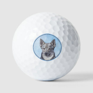 Schwedische Vallhund-Malerei - Niedliche Original Golfball