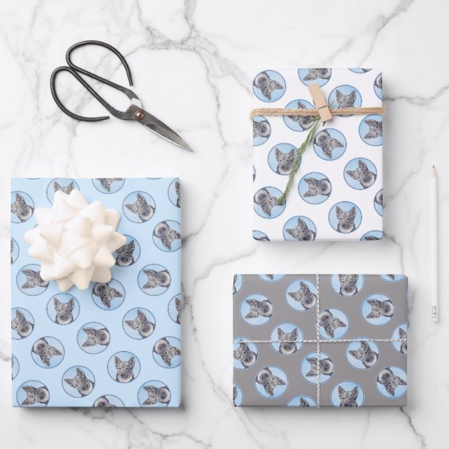 Schwedische Vallhund Malerei Niedliche Original Hu Geschenkpapier Set (Vorderseite)