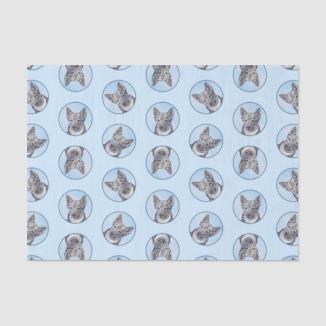 Schwedische Vallhund Malerei Niedliche Original Hu Seidenpapier (Vorderseite)