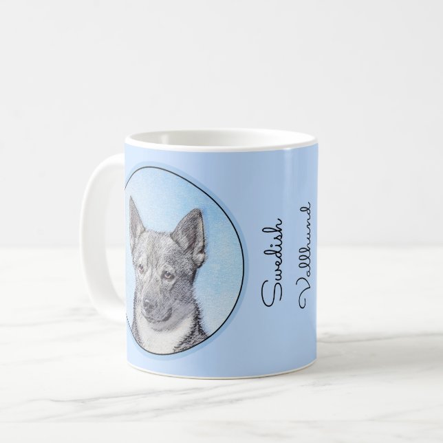 Schwedische Vallhund-Malerei - Niedliche Original  Kaffeetasse (Vorderseite Links)