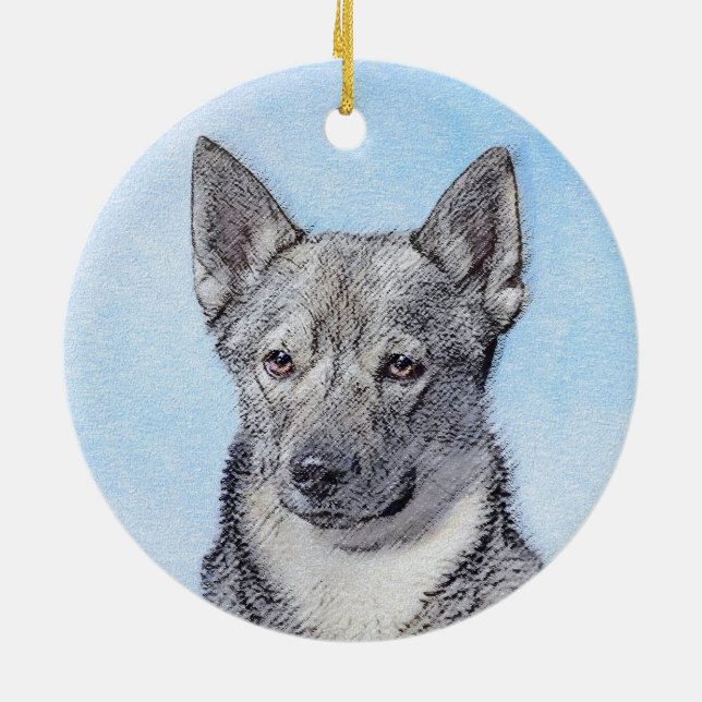 Schwedische Vallhund-Malerei - Niedliche Original  Keramik Ornament (Hinten)