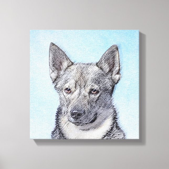Schwedische Vallhund-Malerei - Niedliche Original  Leinwanddruck (Vorderseite)