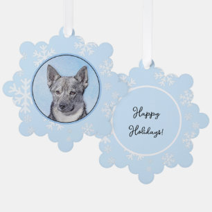 Schwedische Vallhund-Malerei - Niedliche Original  Ornament Karte