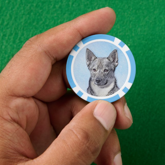 Schwedische Vallhund-Malerei - Niedliche Original  Pokerchips (Hand)
