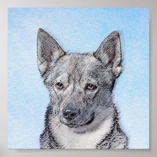 Schwedische Vallhund-Malerei - Niedliche Original Poster