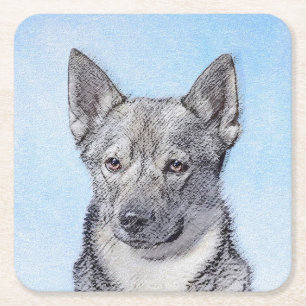 Schwedische Vallhund-Malerei - Niedliche Original  Rechteckiger Pappuntersetzer