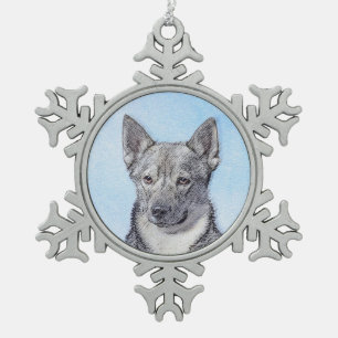 Schwedische Vallhund-Malerei - Niedliche Original Schneeflocken Zinn-Ornament
