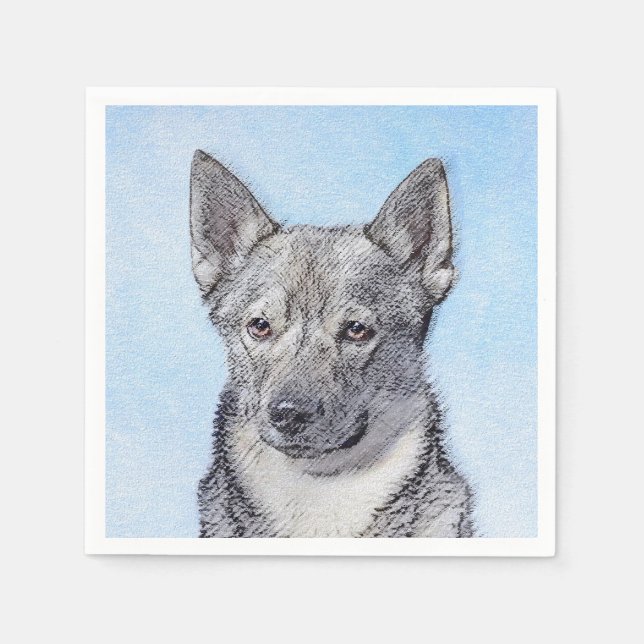 Schwedische Vallhund-Malerei - Niedliche Original  Serviette (Vorderseite)