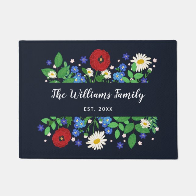 Schwedische VolksBlumen - Familienname Fußmatte (Vorderseite)