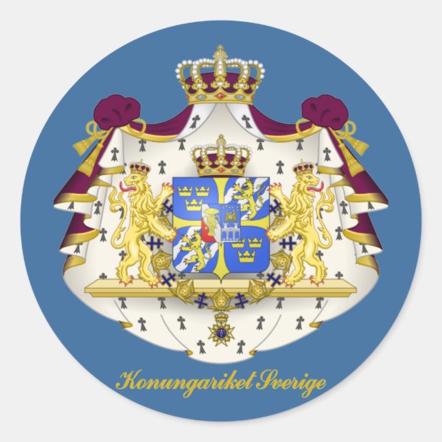 Schwedische Wappen Runder Aufkleber (Vorderseite)
