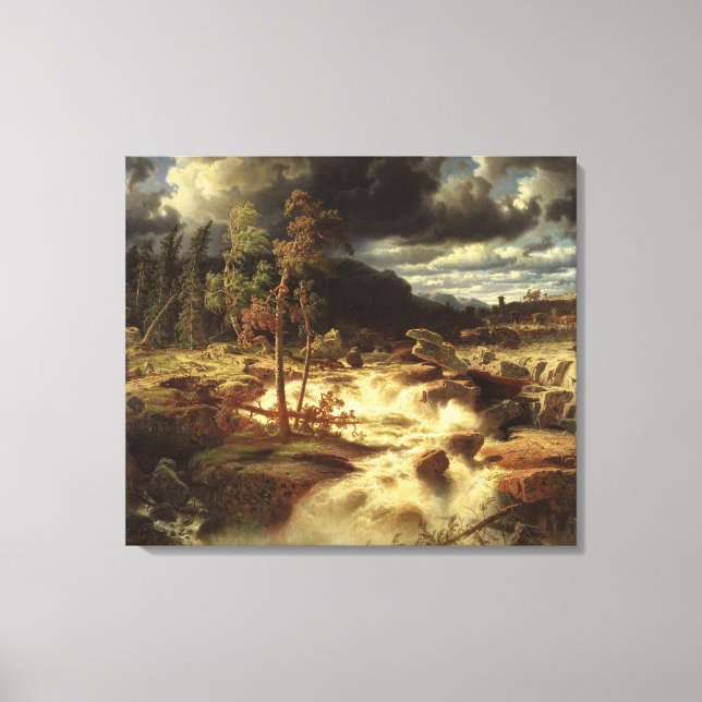 Schwedische Wasserfalllandschaft (von Marcus Larso Leinwanddruck (Vorderseite)