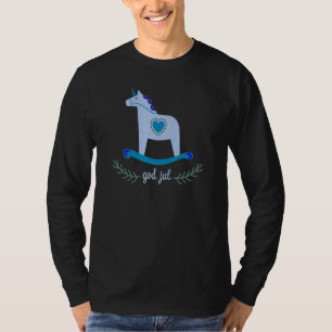 Schwedische Weihnachts-Schwung-Dala-Pferd-Einhorn- T-Shirt