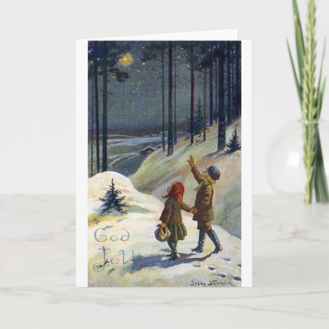 Schwedische Weihnachtskarte Feiertagskarte (Vorderseite)