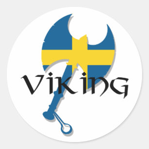 Schwedische Wikinger Schwedenflagge Axt Runder Aufkleber