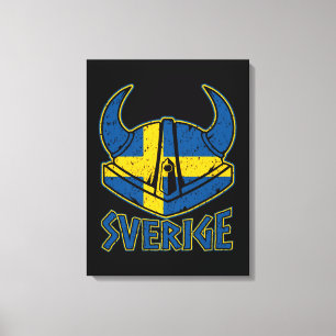 Schwedische Wikinghelm Geschenk Schwedische Flagge Leinwanddruck