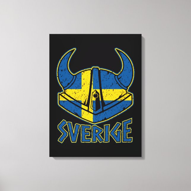 Schwedische Wikinghelm Geschenk Schwedische Flagge Leinwanddruck (Vorderseite)