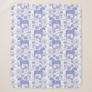 Schwedischer Dala Horblue und White Sherpa Blanket Sherpadecke
