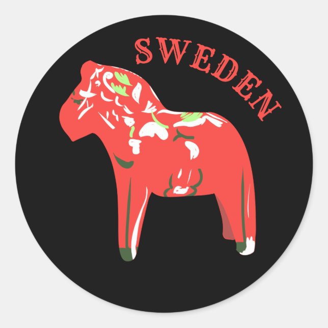 Schwedischer Dala Horse Classic Round Sticker (Vorderseite)