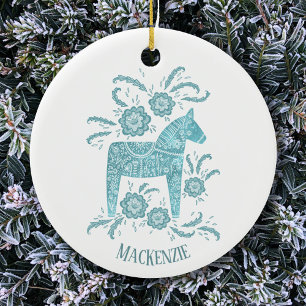 Schwedischer Dala Horse Individuelle Name Folk Art Keramik Ornament