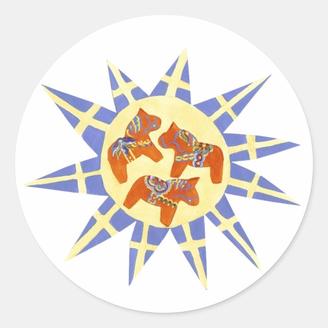 Schwedischer Dala Horse Sticker (Vorderseite)