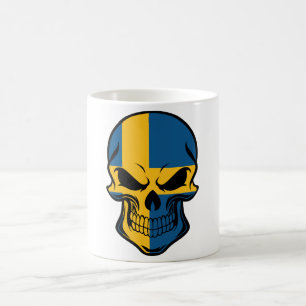 Schwedischer Flaggen-Schädel Kaffeetasse