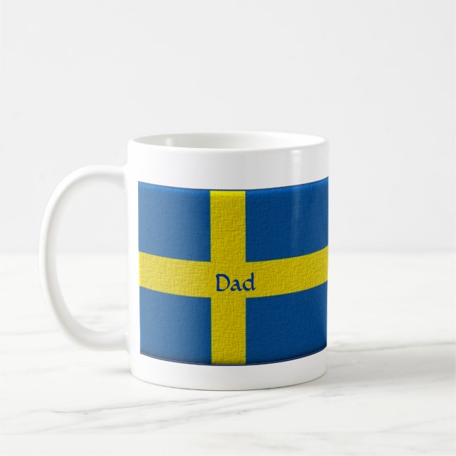 Schwedischer Flaggen-Vater oder individueller Name Kaffeetasse (Links)