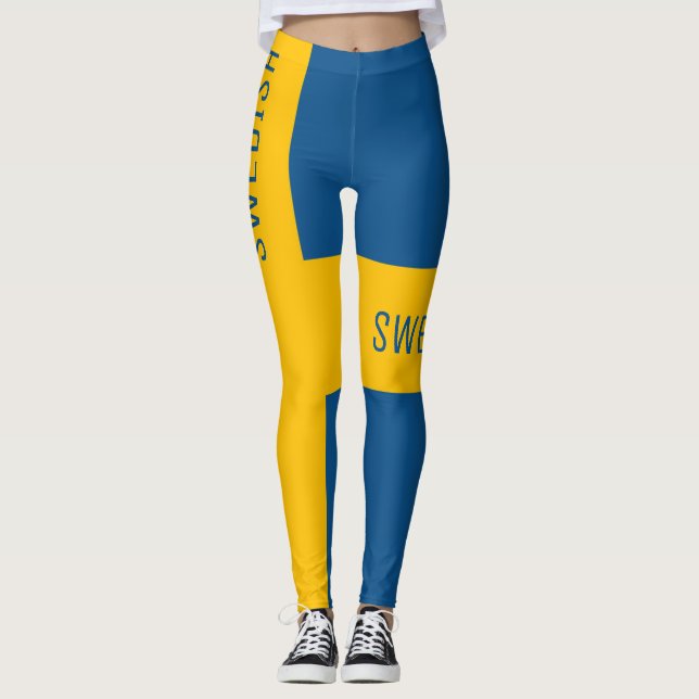 Schwedischer Flaggenstil Leggings (Vorderseite)