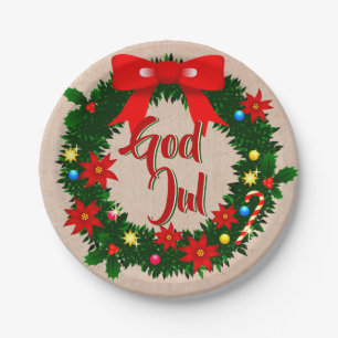 Schwedischer Gott Jul Frohe Weihnachten 7" Pappteller
