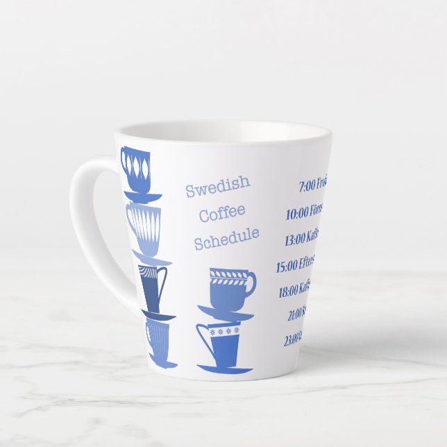 Schwedischer Kaffeeplan - Latte Tasse - Blau (Linke Ecke)