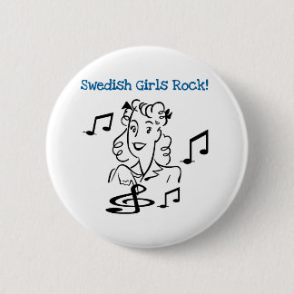 Schwedischer Mädchen-Felsen Button