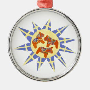 Schwedischer Sonnenbrust Silbernes Ornament